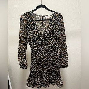 Size Small, Floral Black Ruffle Dress